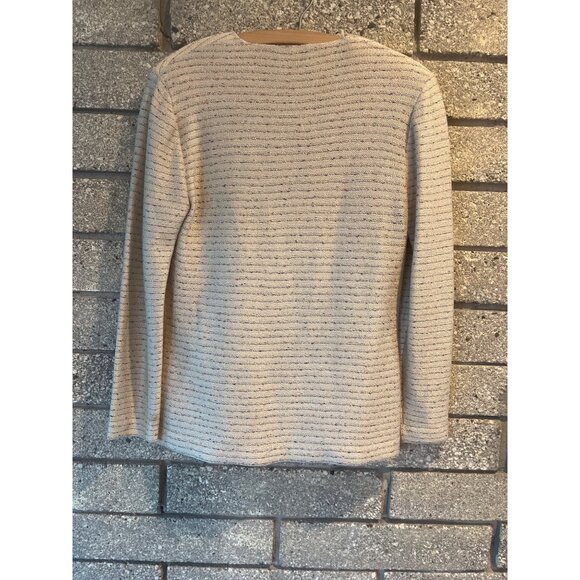 St. John By Marie Gray Striped Knit Beige Cardigan Blazer Womens Size 8 - Picture 8 of 8